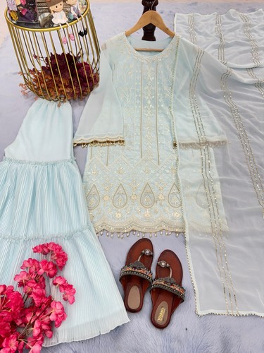 Pakistani sharara suits Salwar Kameez Readymade Sharara dress for EID Pakistani - Picture 2 of 6