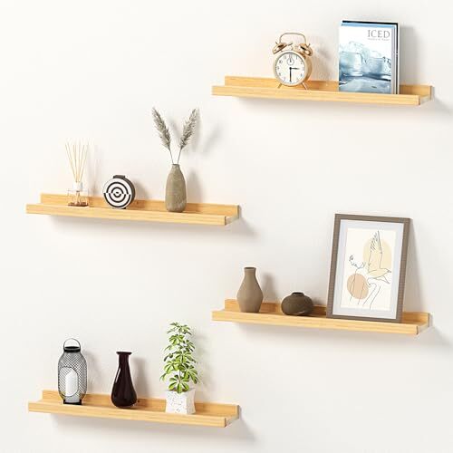 Floating Shelves for Wall, Handcrafted Wood Wall 4Pack 16inch Maple Wood