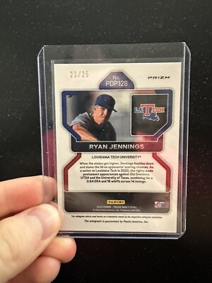 2022 Panini Prizm Draft Picks Tiger Stripe Ryan Jennings Auto 21