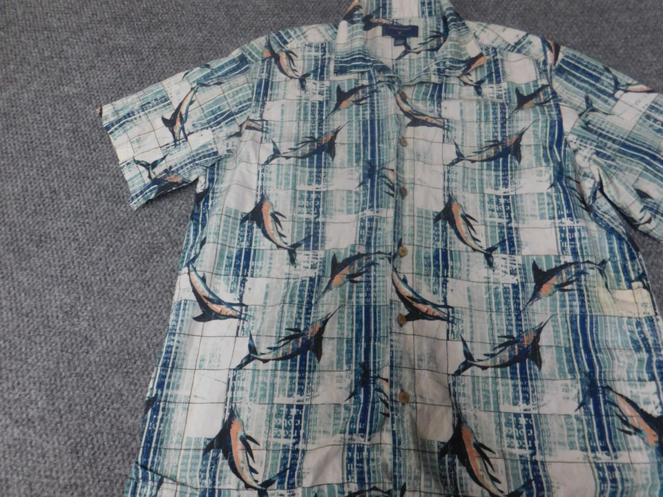 Saddlebred Mens Shirt Large blue Fish button down Classic graphic - Image 3 of 4