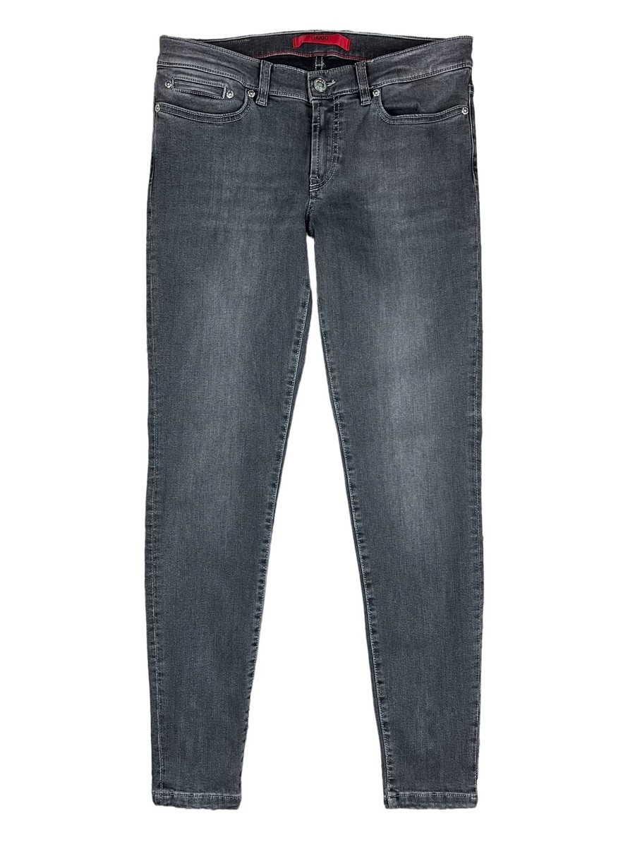 HUGO Hugo Boss Jeans Women's Size 26 Low Rise Skinny w Zip Ankle Gray Denim