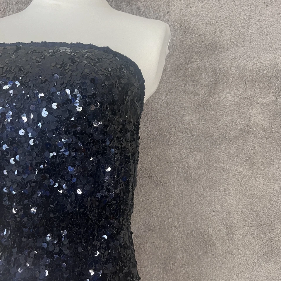 Vestido Tommy Hilfiger Mujer Pequeño Azul Sin Mangas Cintura Elástica Lentejuelas Cremallera Lateral Foto 4 de 4