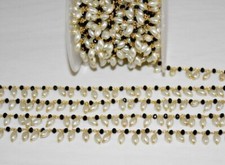 Rice Pearl  Black Glass beads jewelry making gold plated cluster Rosary chain