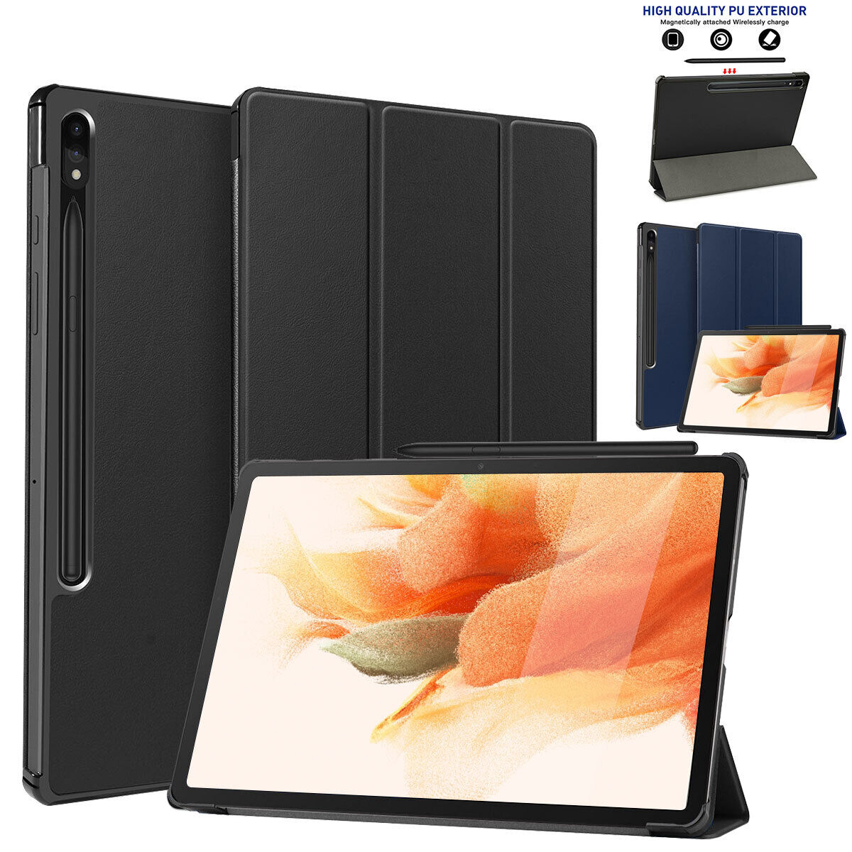 Case for Samsung Galaxy Tab S7 FE 5G 12.4 inch Tablet Leather Stand Smart Cover