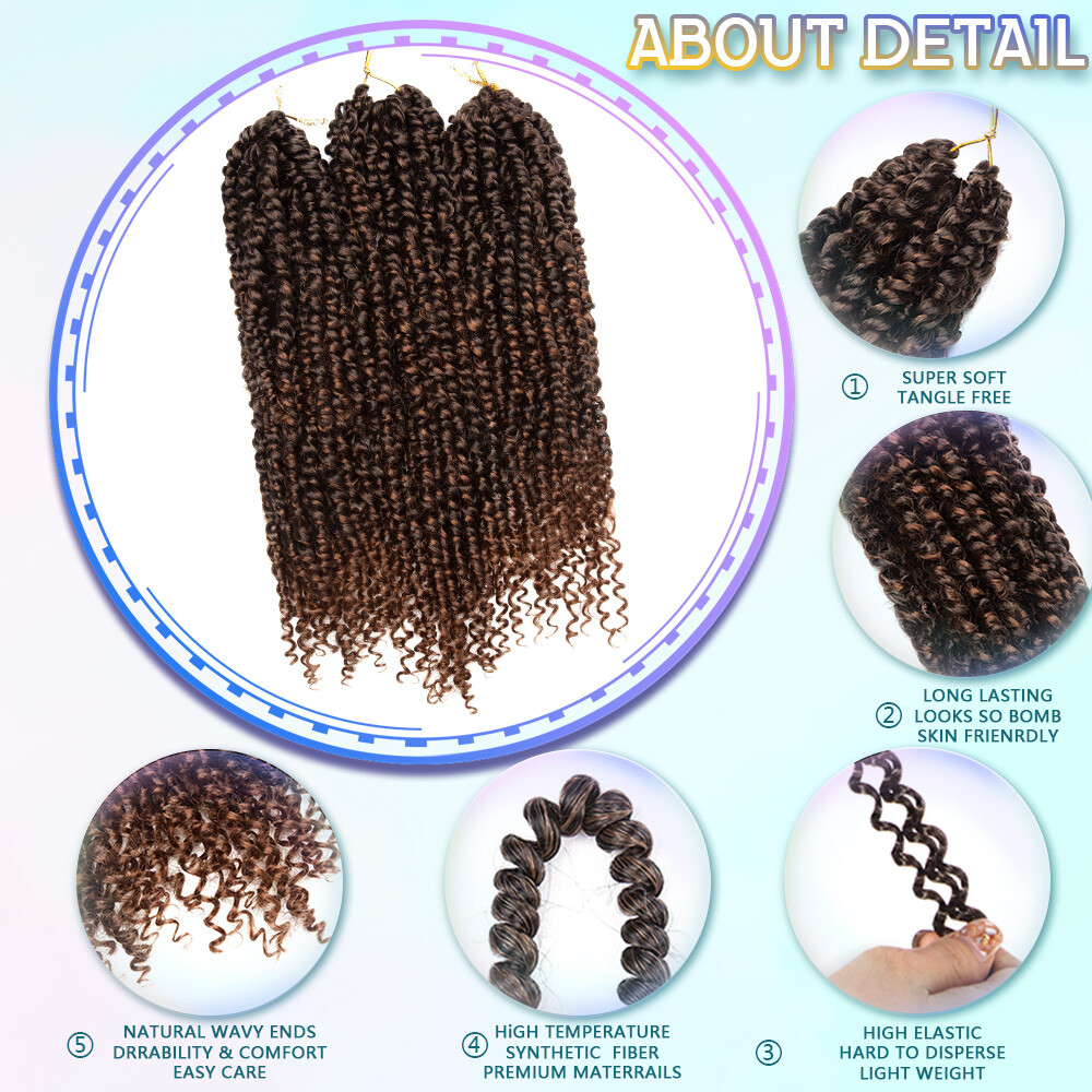 Kurzes Passion-Twist-Haar – 6 Bündel à 20,3 Cm, Lockige Crochet-Zöpfe Für Natürlichen Look