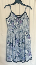 Urban Outfitters Ivory Multicolor Floral Corset Tie Chiffon Skater Dress Large