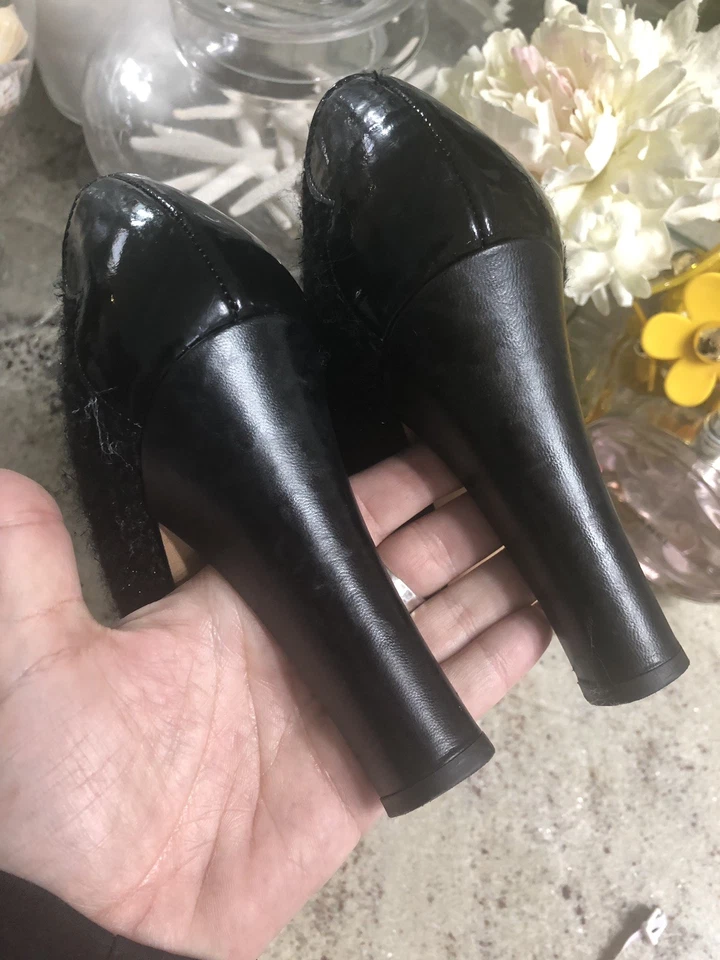 KATE SPADE BLACK Herringbone Metallic Wool PLATFORM PUMPS US 8 - Image 4 of 4