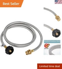 4 FT Stainless Steel Braided Propane Adapter Hose for 1 lb to 20 lb Connection