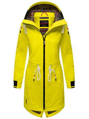 Marikoo Damen warme Winter Softshell Jacke Parka Mantel lang mit Kapuze B964