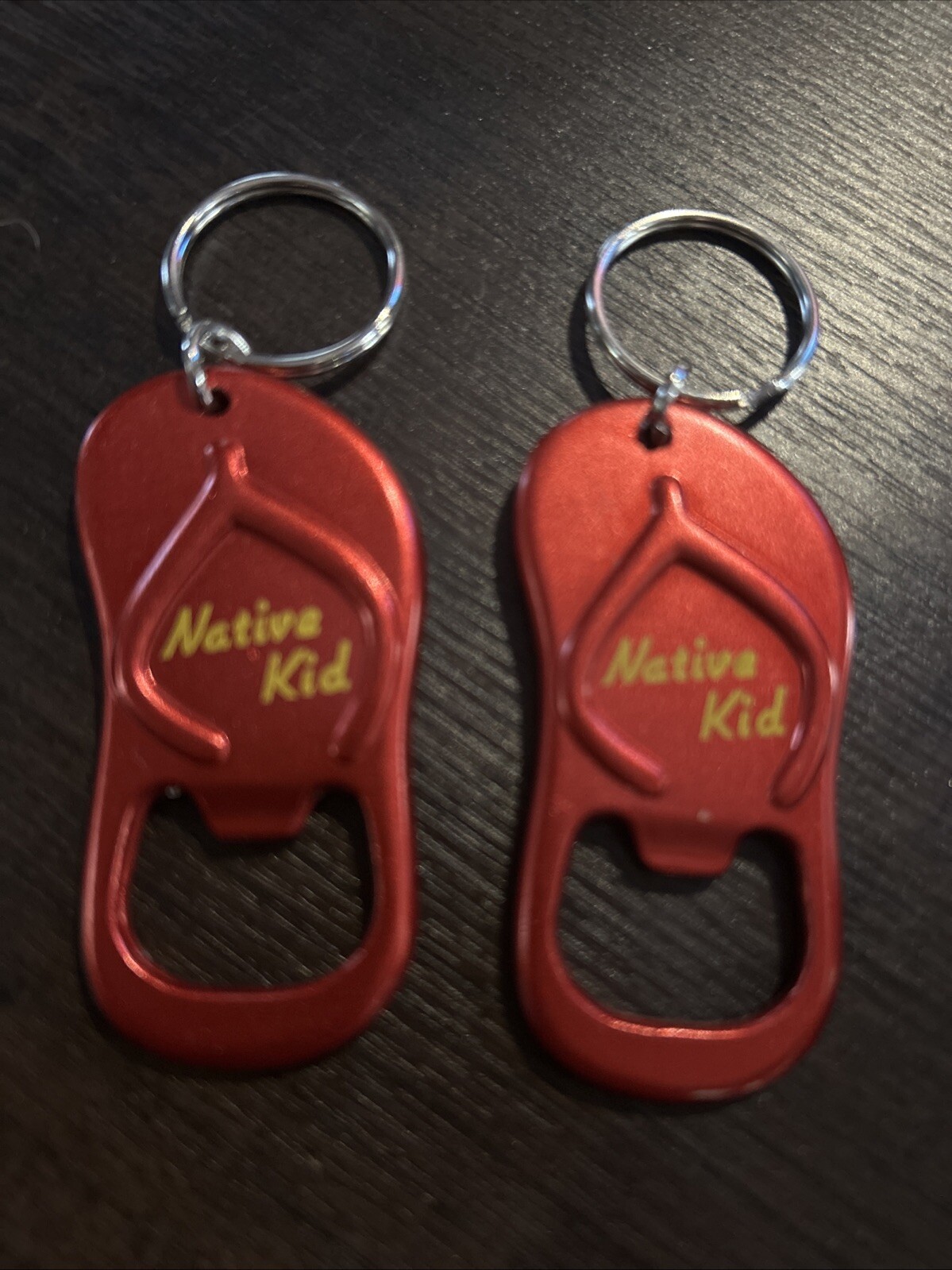 2 Sandle Flip Flop Bottle Openers Keychains NATIVE KID Red