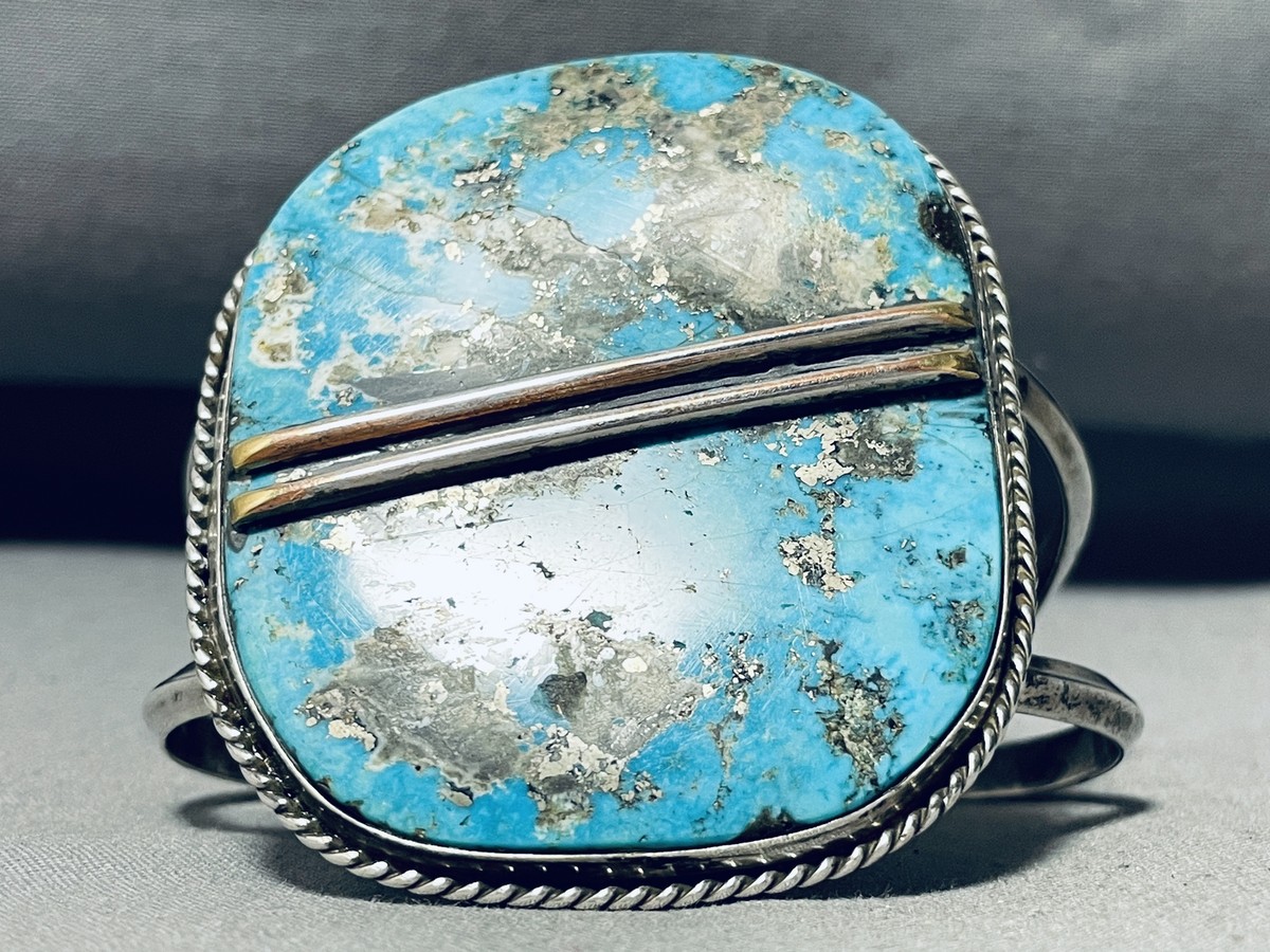 Ithica Peak Turquoise!!! Important Vintage Native American Navajo Sterling Silver Bracelet Ithica Peak Turquoise!!! Important Vintage Native American Navajo Sterling Silver Bracelet