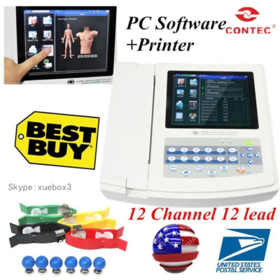 ECG1200G Digital 12 channel/lead EKG+PC Sync software, Electrocardiograph,hot