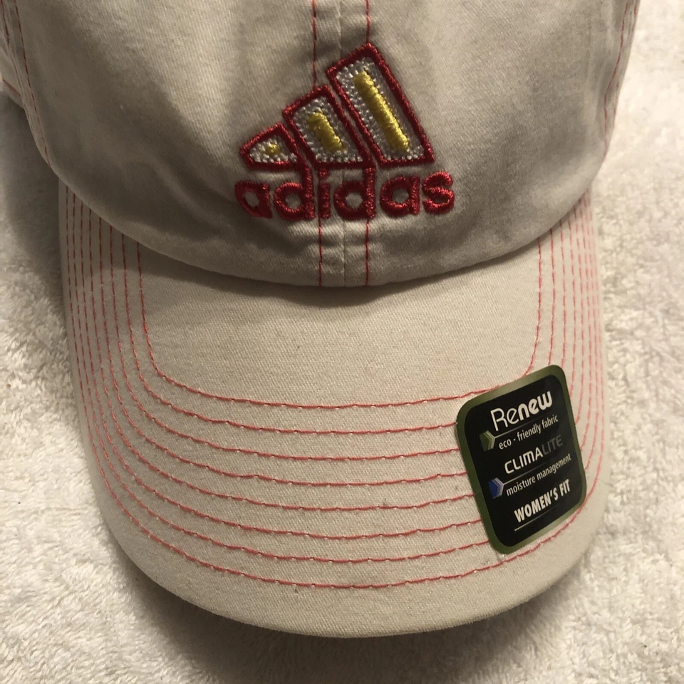 Adidas Mujer Renovar Gorra Ajustable Blanco/Rosa Correa Ajustable Nueva con Etiquetas Foto 2 de 4