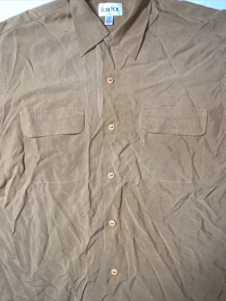 Preowned- Vintage Votre Nom Button Front Silk Blouse Womens (Size L) - Изображение 3 из 4