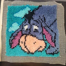 Vintage Disney Eeyore Hook And Latch Rug, Mini Wall Art, retro winnie the pooh