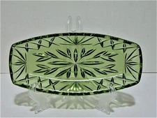 Hazel Atlas Prescut Celery Relish Dish Star And Fan Avocado Green