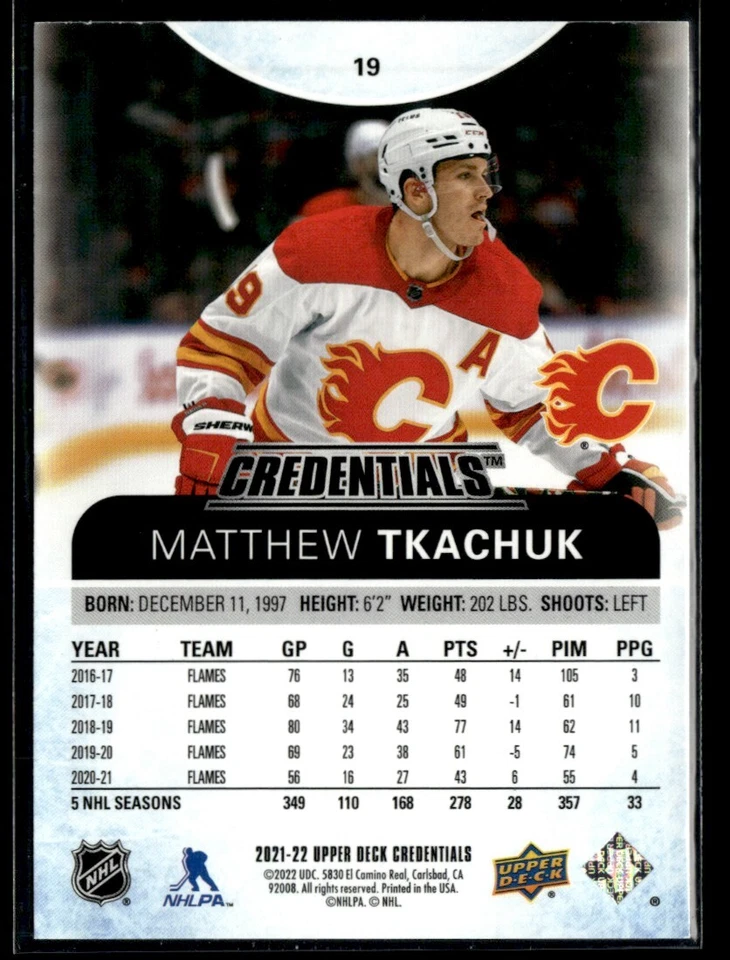 2021-22 Upper deck credentials Matthew Tkachuk #19 - Image 2 of 2