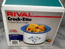 Vintage Rival Crock-Ette 3205 1 Qt Slow Cooker Blue Delft NIB USA Made
