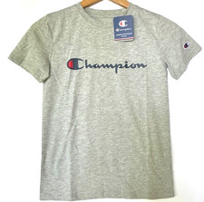 Champion Boy's T-Shirt Heather Gray Blue Red SIZES S/8 M/10-12 Crew Neck NEW