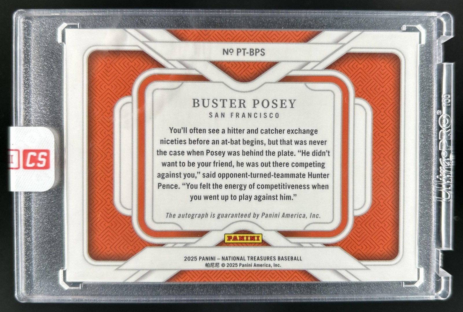 2025 Panini National Treasures Buster Posey Personalized Auto #/25 Giants view 2