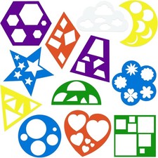 12 Pieces Geometric Stencils Template Set for Kids 4.9 x 5.1 Inches, Classic