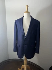 Lubiam ELEGANCE Navy Check Blazer 46R Made In Italy Wool