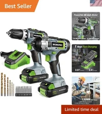 Complete 20V Drill and Impact Driver Kit - 2AH Batteries & Fast Charger Included