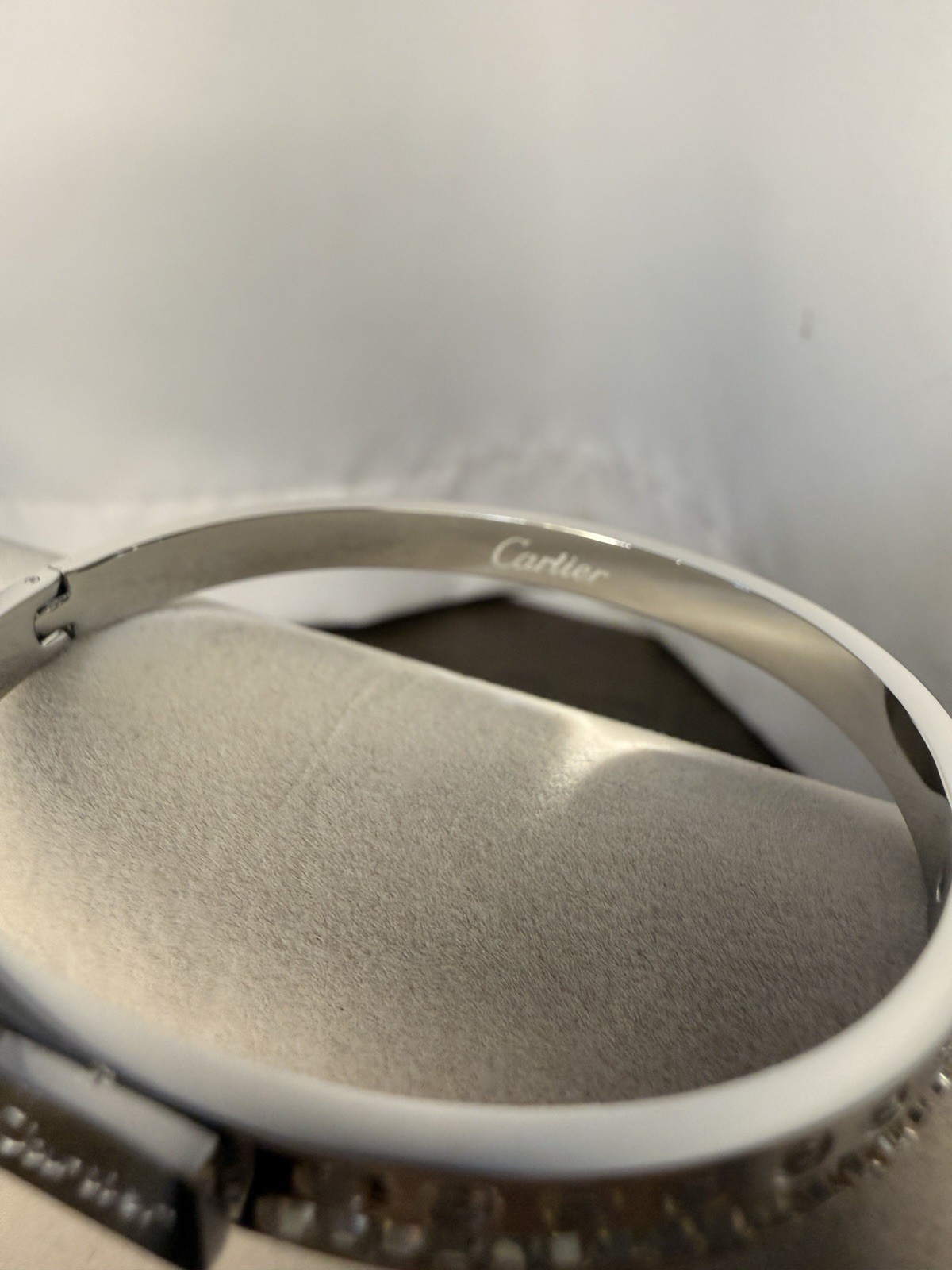 Silver Diamond Bangle Bracelet - image 3