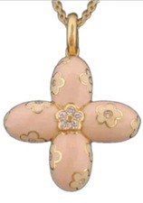 Aaron Basha 18k Gold Diamond Enamel Cross  Pe...
