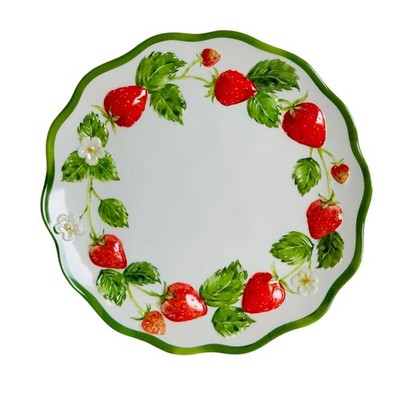 Primrose Vintage Strawberry Strawberries 7in Melamine Canape Snack Plates Set 4
