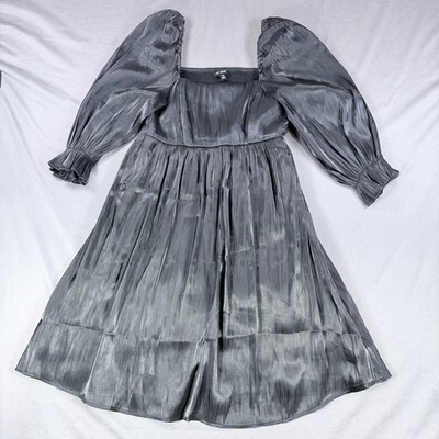 Blu Pepper B2FD1060 Womens M Black Metallic Puff Sleeve Pleated Party Mini Dress
