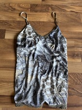 Y2K Babydoll Cami Top M Crochet Trim Forest Fairy Boho Coquette Satin