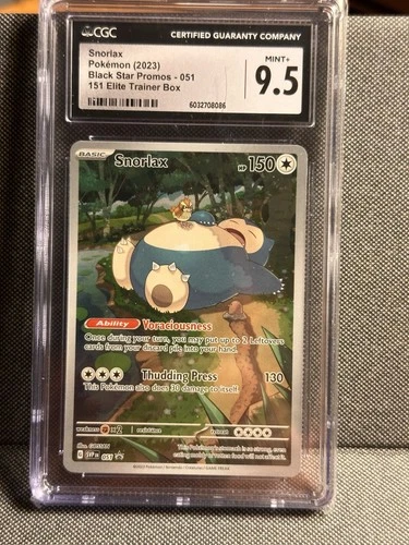 CGC 9.5 Min+ Snorlax 051 Sv: Scarlet & Violet Promo Cards Elite Trainer BoxPromo
