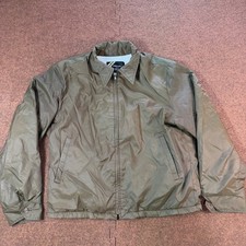 A+ Vintage Sears Mens Olive Green Zip Up Windbreaker Jacket Fleece Lined Large