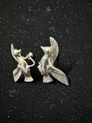 Vintage Signed Sterling Silver Flying Bird Screw Back Earrings — photo 4