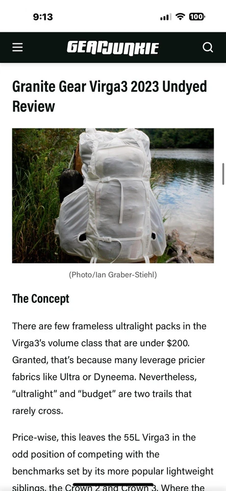 Mochila Granite Gear Virga3 Blanca Ultraligera Peso Unisex 55L Mujer Bolso Senderismo Foto 4 de 4