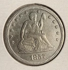 1857 Seated Liberty Quarter, AU Details, (16767).  Cleaned