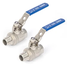 U.S. Solid 2pcs 2-Way Manual Ball Valve 1/2 in Male x Female 316SS Full Port