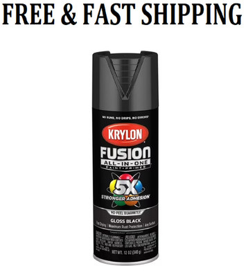 Krylon Fusion All-In-One Adhesive Spray Paint for 12 Ounce (Pack of 1), Black