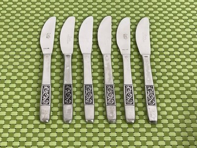 Amefa ROYAL DAMASK Stainless 7 Dinner Knives Holland Flatware - 8 1/4''