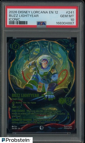 2026 Disney Lorcana EN 12 Iconic #241 Buzz Lightyear PSA 10 GEM MINT