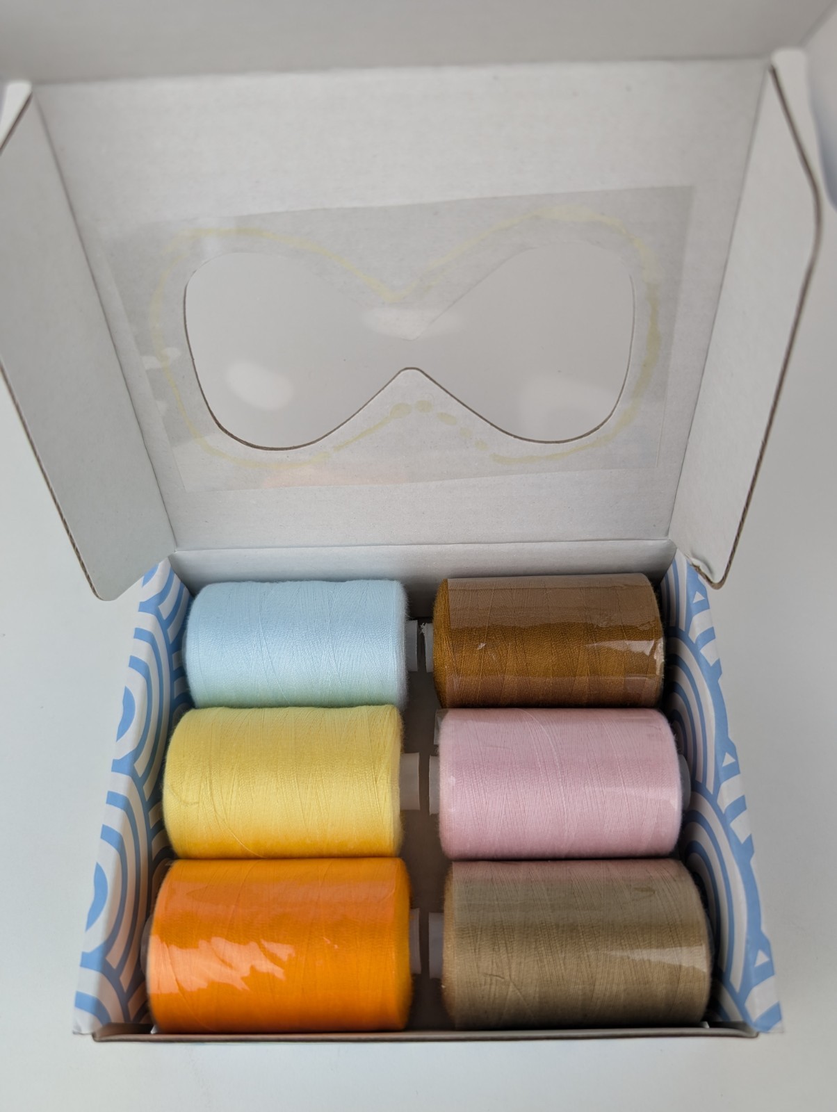 6 Big Spools 1000 Yards Each Multi Color Orange, Blue, Yellow, Browns, Pink