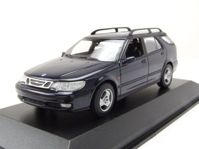 Saab 9-5 Break Kombi 1999 blau metallic Modellauto 1:43 Maxichamps