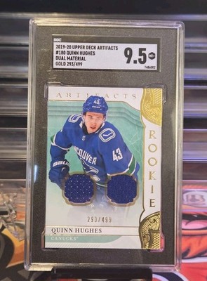 QUINN HUGHES 2019-20 Artifacts ROOKIE Dual Jerseys #/499 Silver SGC 9.5 MT+