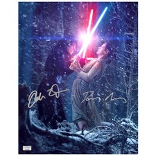 Daisy Ridley, Adam Driver Autographed Star Wars Force Awakens 11x14 Battle Photo
