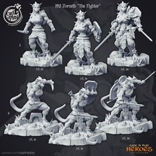 dragonborn Fighter Hero miniatures - DnD miniatures - Role Playing Game - Table
