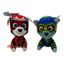 Pair of Paw Patrol Movie Mighty Pups Marshall & Rocky Plush Bag Clips Clip-Ons