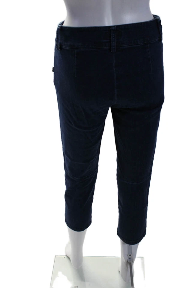 Pantalones de mezclilla de algodón de tiro bajo de pierna recta azul oscuro talla 36 Agnes B para mujer Foto 3 de 4