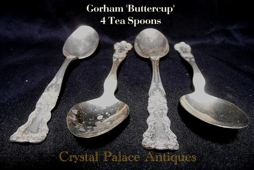 4 Pc GORHAM STERLING Silver "BUTTERCUP" TEASPOONS