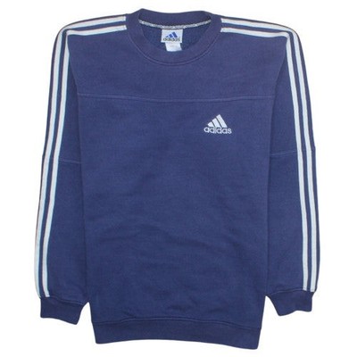 Adidas Herren Blau Logo Pullover Sweatshirt Gr. L Fleece Rundhals